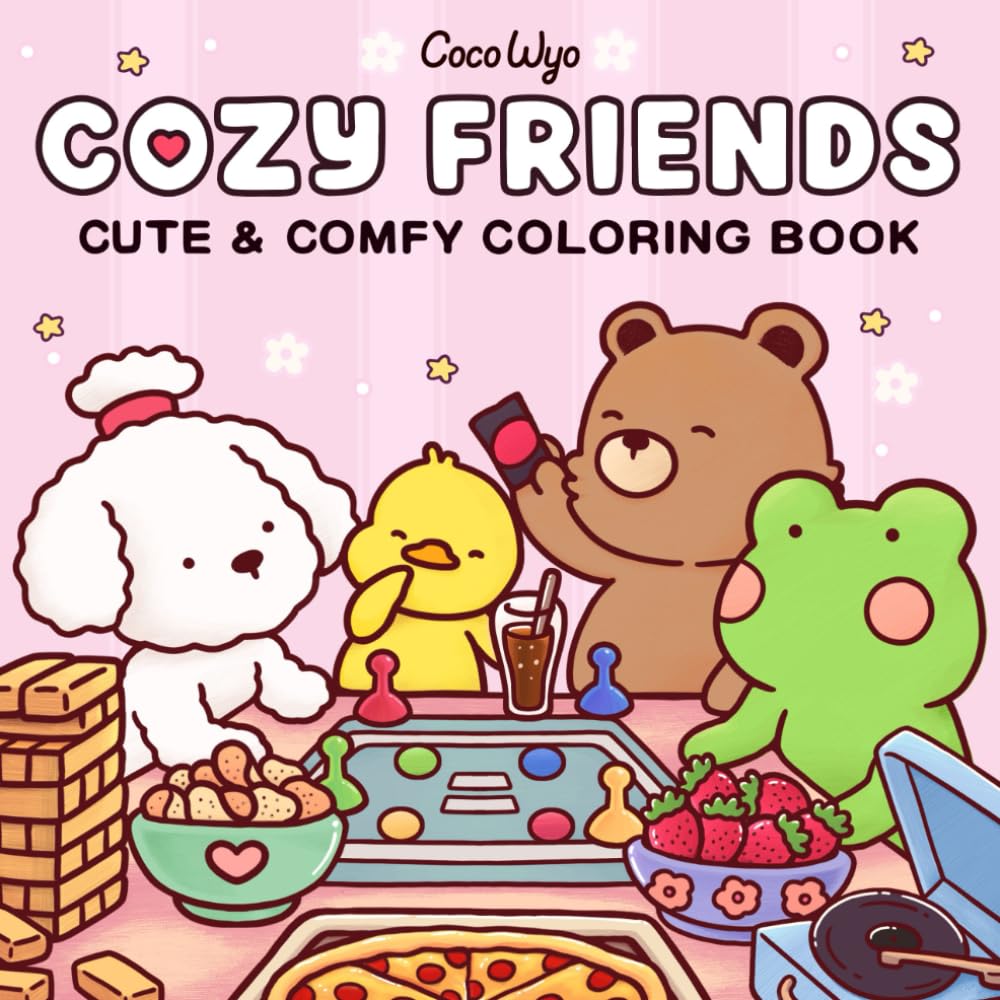Cozy Friends: Coloring Book for Adults and Teens Featuring Super Cute Animal Characters with Easy and Simple Designs for Relaxation cover image